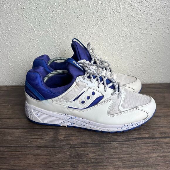 Saucony Grid 8500 White Navy Blue Paint Splatter Athletic Shoes Mens 11 S70376-1 - Picture 1 of 8